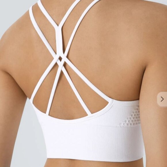 Halara Seamless Flow Low Support Ruched Double Straps Backless Crisscross Sports - Picture 10 of 10